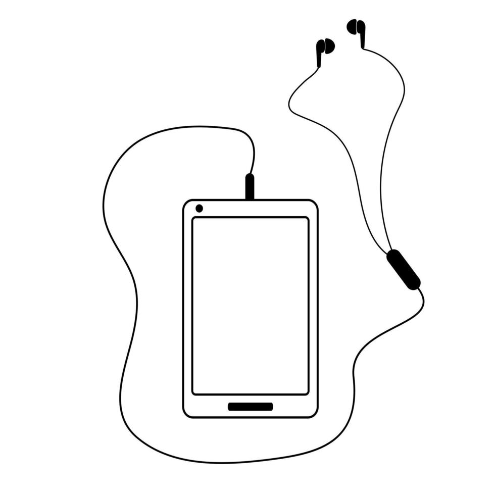 mobiele telefoon met koptelefoon. vector