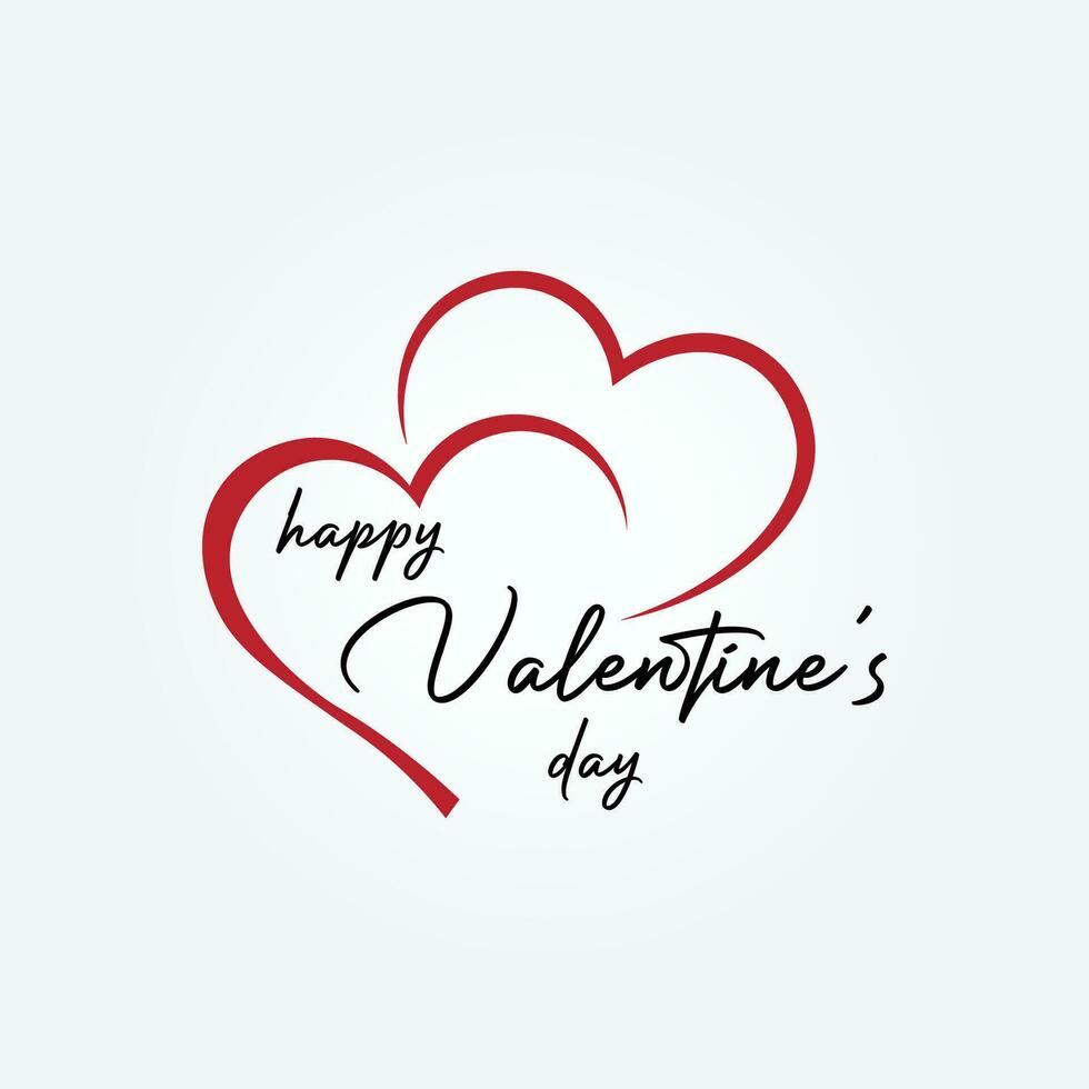 gelukkig Valentijnsdag dag tekst logo vector en creatief harten uitdrukking