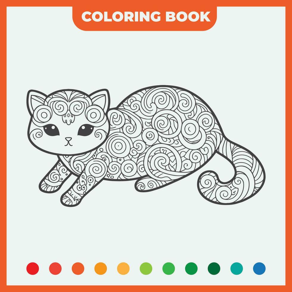 kleur boek schetsen ontwerp sjabloon, met een schetsen van een kat, zwart schets vector