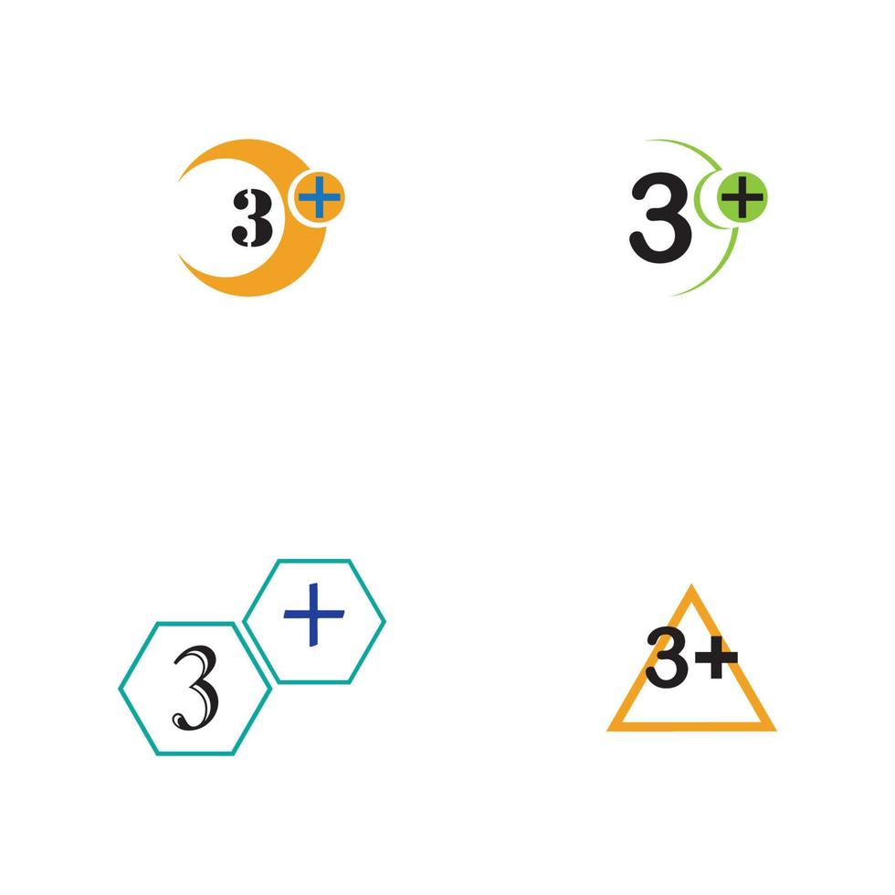 3 plus pictogram symbool vector illustratie ontwerpsjabloon