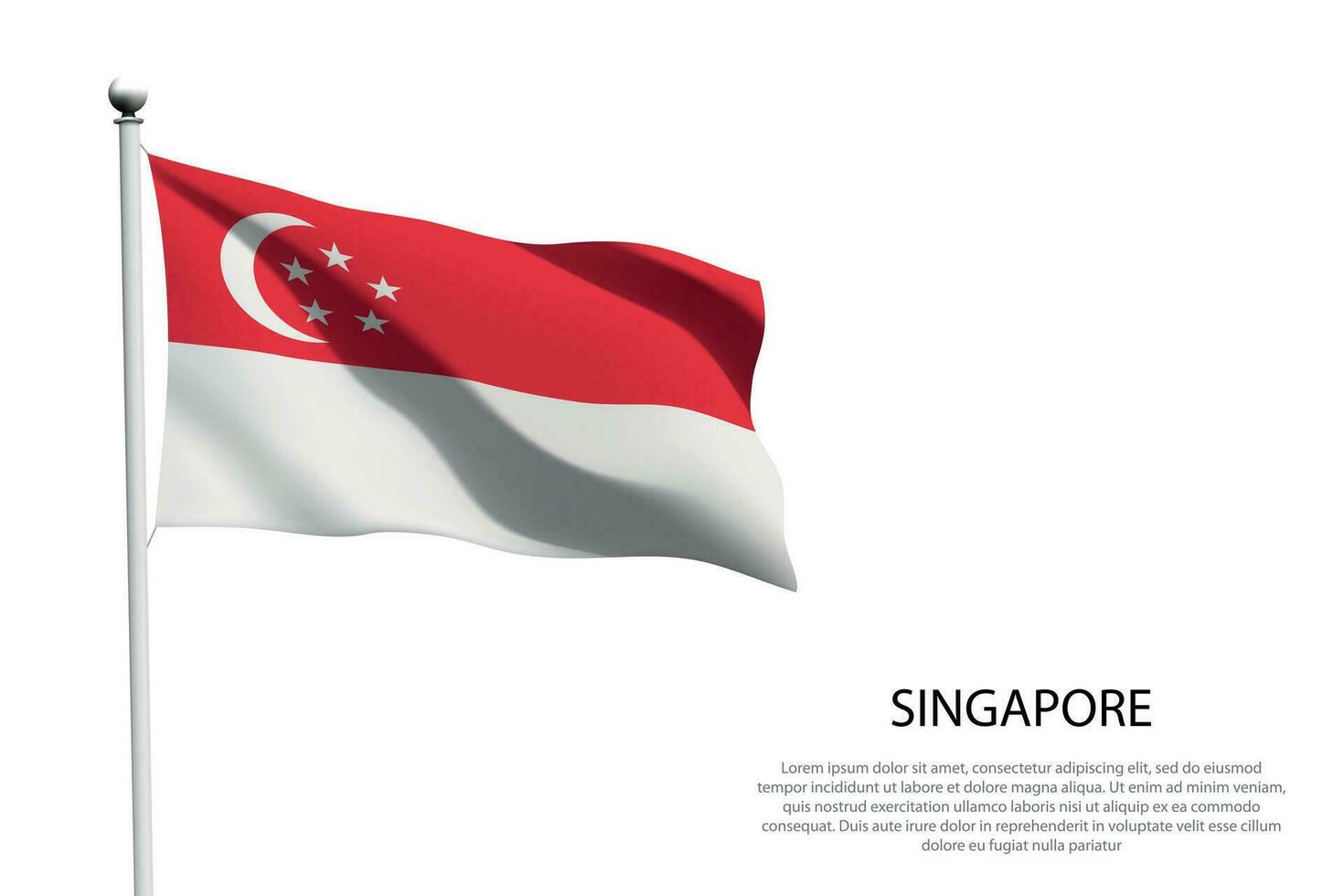 nationaal vlag Singapore golvend Aan wit achtergrond vector