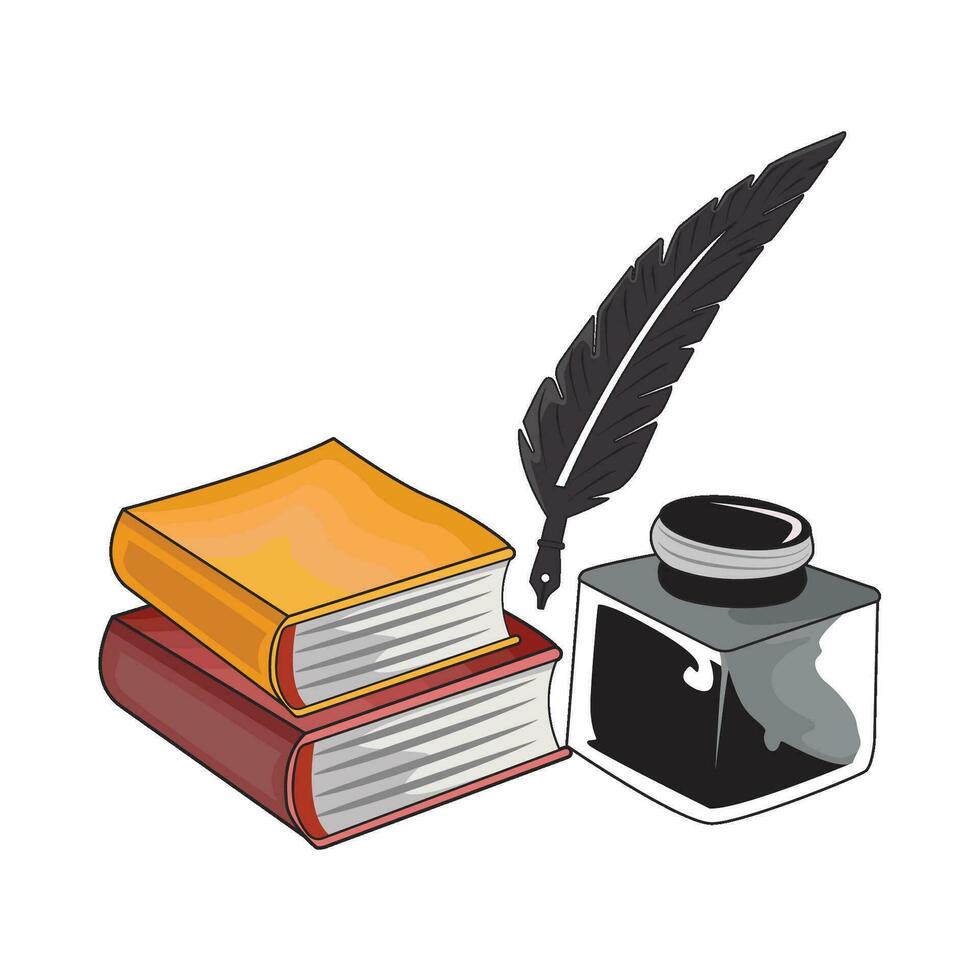 boek met veer pen illustratie vector