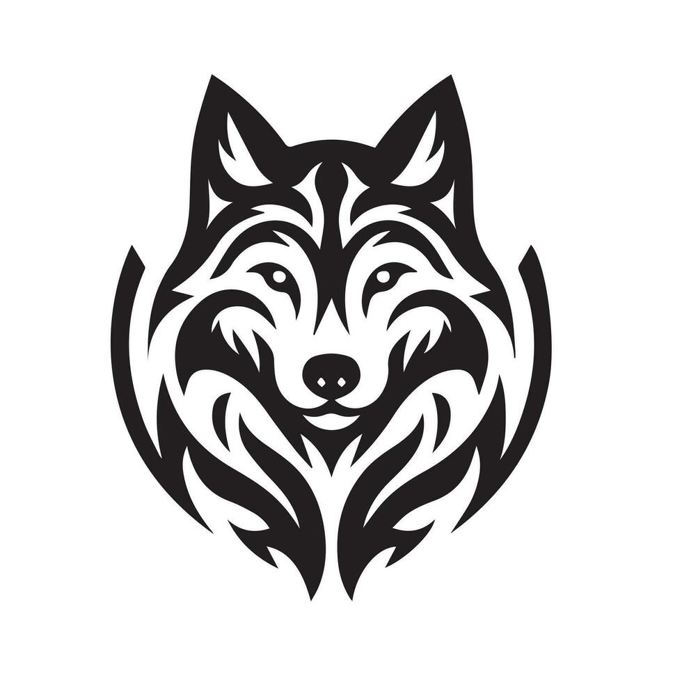 wolf tribal zwart wit modern ontwerp vector