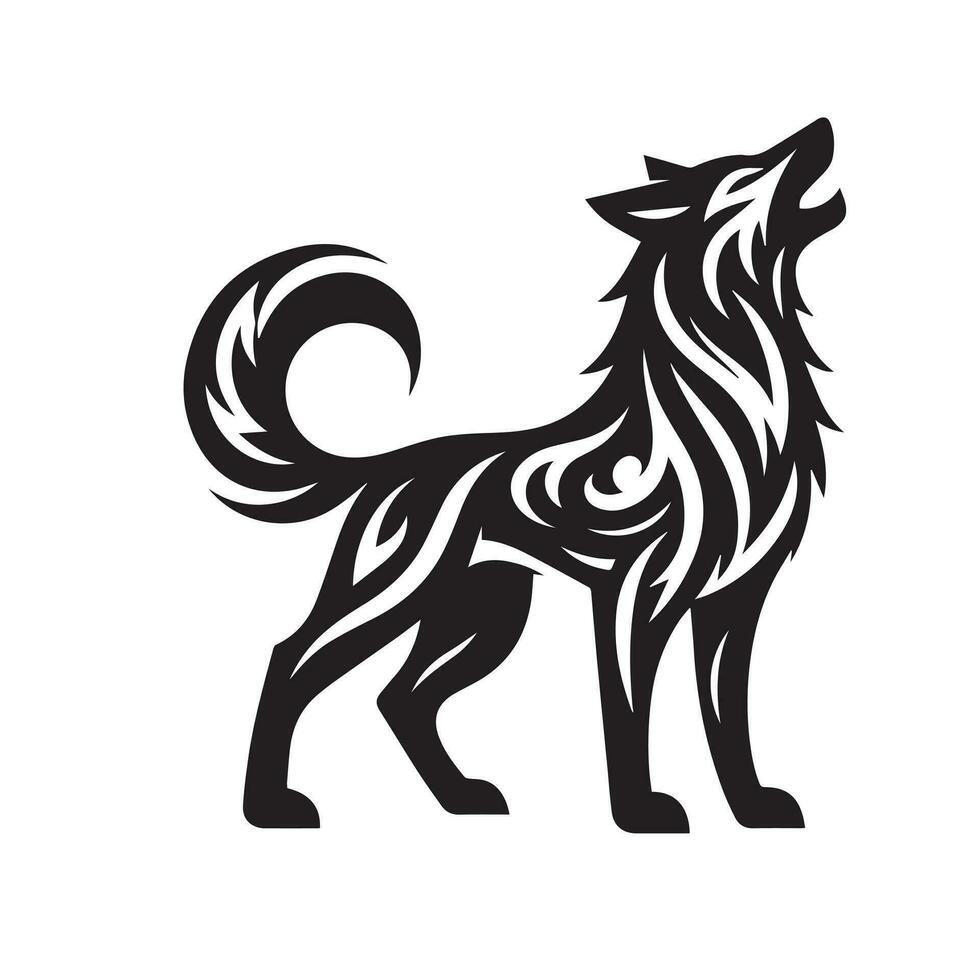 wolf tribal zwart wit modern ontwerp vector