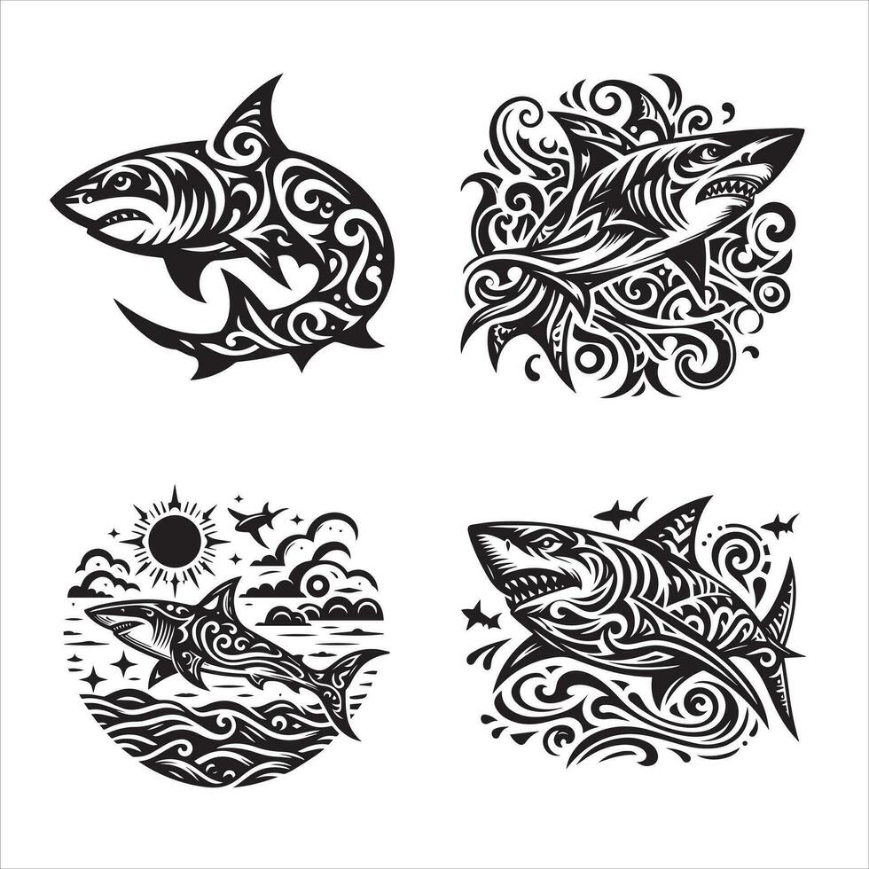 haai tribal logo icoon ontwerp illustratie vector