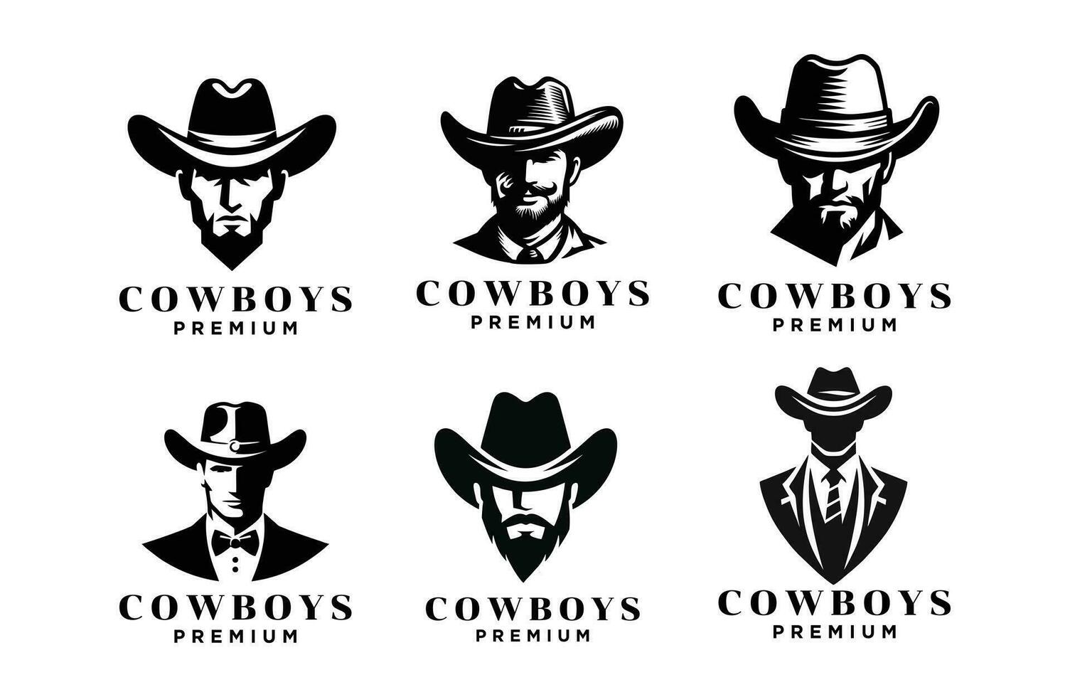 cowboy hoofd voorkant gezicht logo icoon ontwerp vector