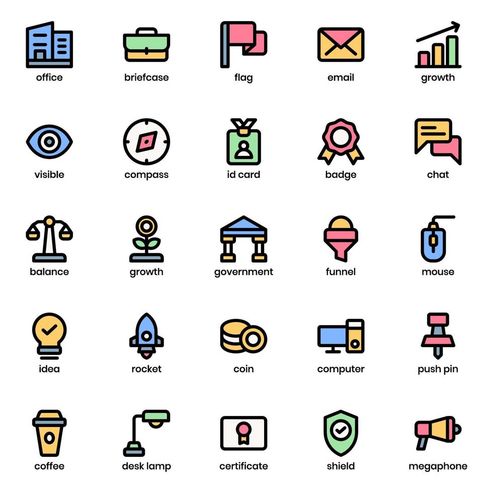 business icon pack voor uw website-ontwerp, logo, app, ui. zakelijke pictogram lineaire kleur ontwerp. vector grafische illustratie en bewerkbare lijn.