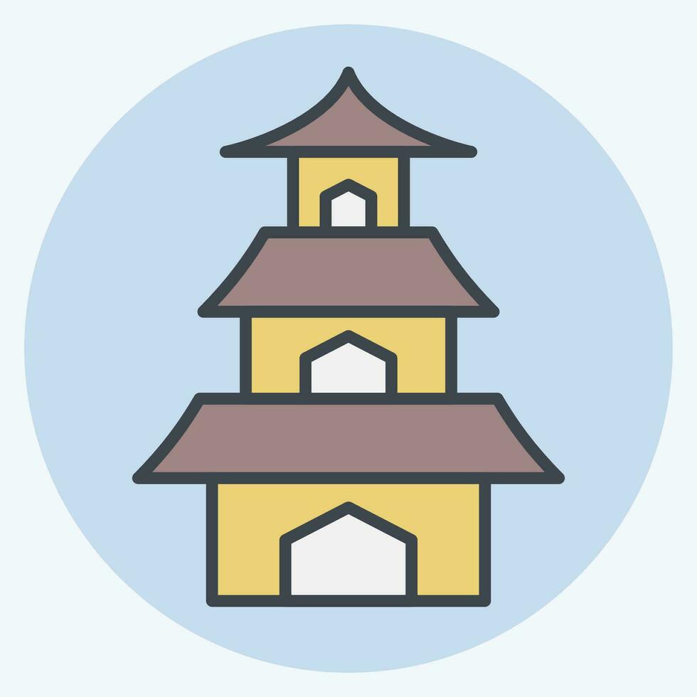 icoon tempel. verwant naar sakura festival symbool. kleur maat stijl. gemakkelijk ontwerp bewerkbaar. gemakkelijk illustratie vector