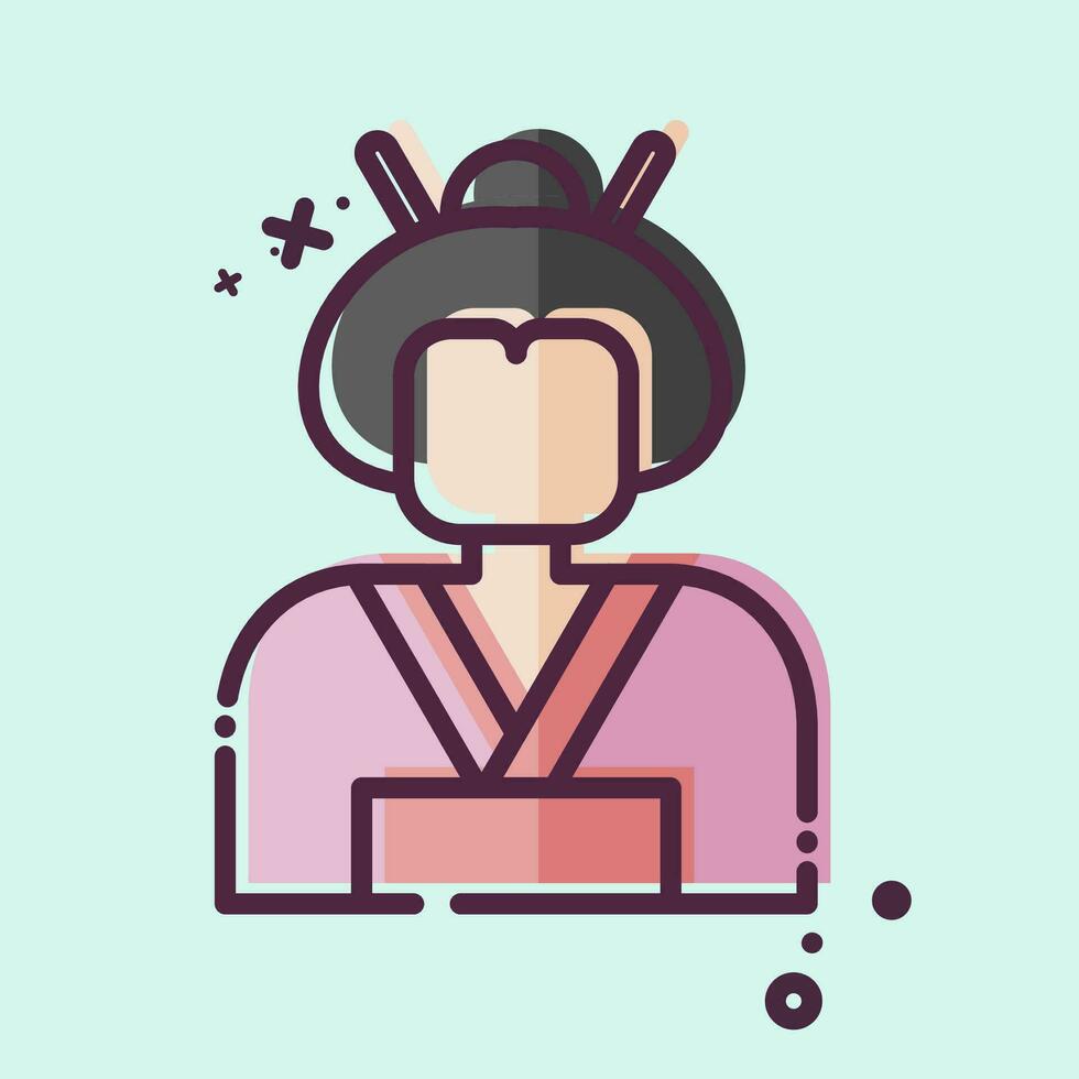 icoon geisha. verwant naar sakura festival symbool. mbe stijl. gemakkelijk ontwerp bewerkbaar. gemakkelijk illustratie vector