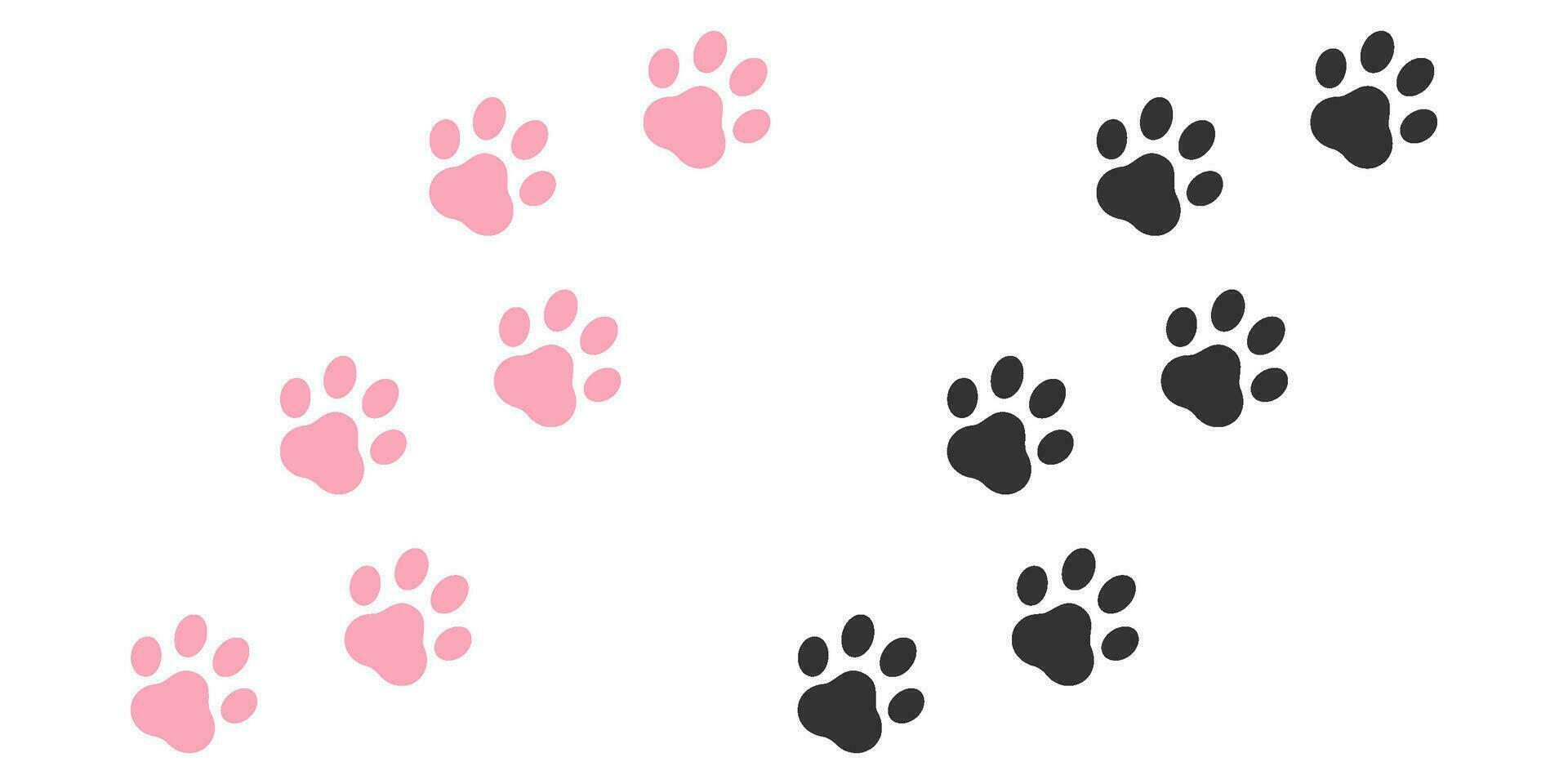 dier roze poot voetafdruk spoor afdrukken, kat, hond, puppy silhouet dier diagonaal sporen, ontwerp voor afdrukken. vector