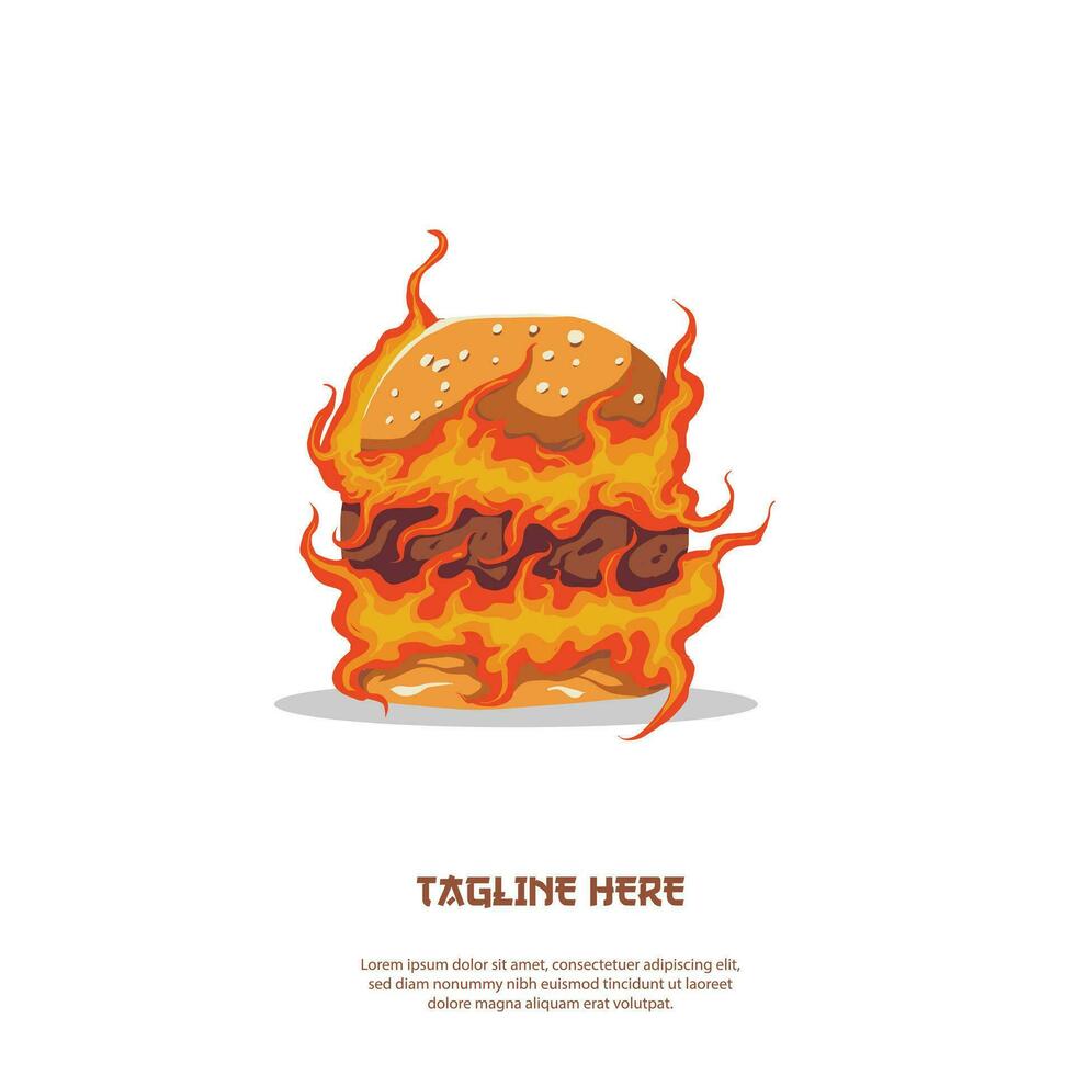 brand topping Hamburger vector illustratie