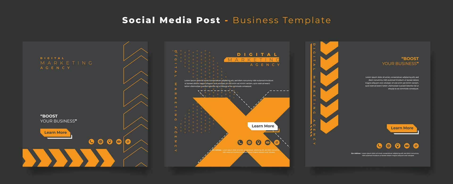 sociaal media post sjabloon met zwart en oranje actief achtergrond voor digitaal reclame ontwerp vector