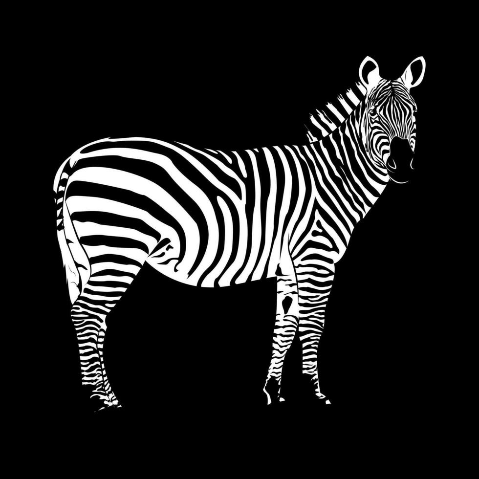 gestreept paard, zebra, Afrikaanse savanne dier, gestreept huid, lineair patroon. wild dier Aan een wit achtergrond. ontwerp van groet kaarten, affiches, pleisters, prints Aan kleren, emblemen. vector