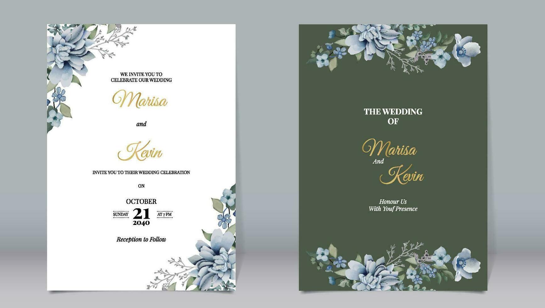 elegant bruiloft uitnodiging met divers waterverf stijl bladeren en donker achtergrond vector