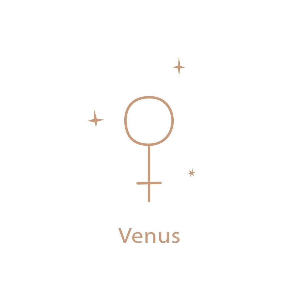 astrologisch teken van Venus, schattig contour stijl. vector