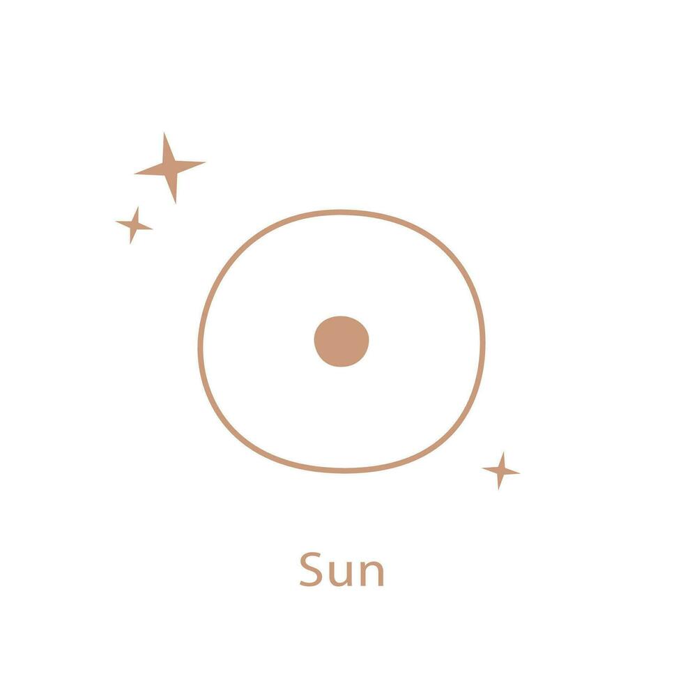 astrologisch teken van de zon, schattig contour tekening. vector