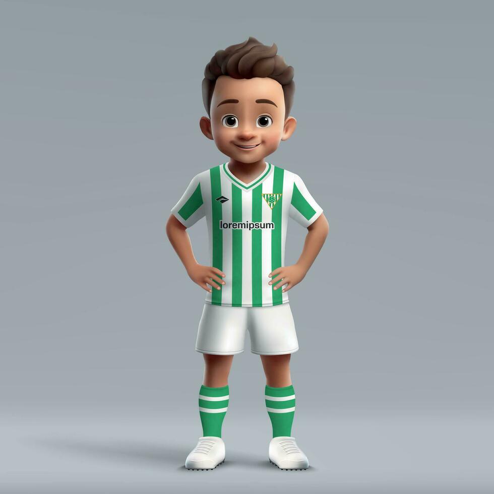 3d tekenfilm schattig jong voetbal speler in Amerikaans voetbal uniform vector