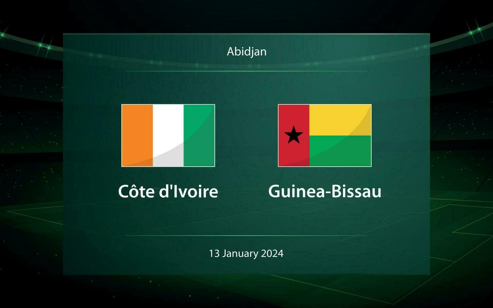 ivoor kust vs guinea-bissau. Amerikaans voetbal scorebord uitzending grafisch vector