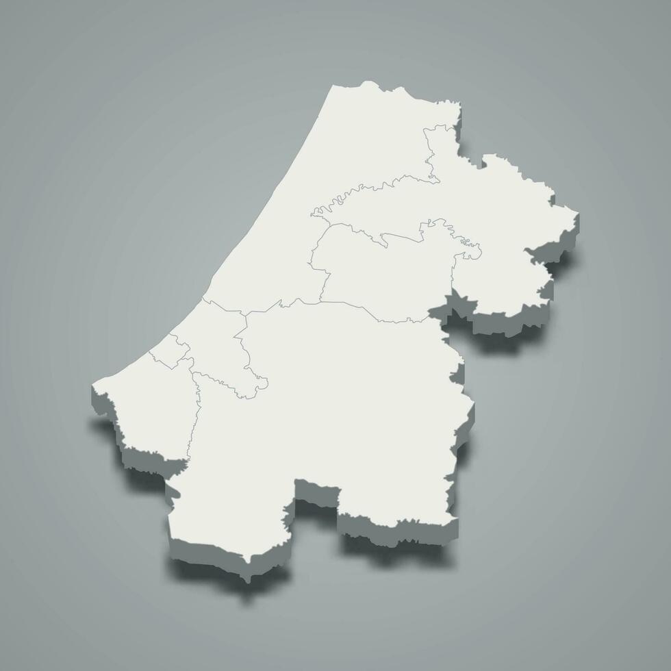 3d isometrische kaart van rabat-verkoop-kenitra is een regio van Marokko vector