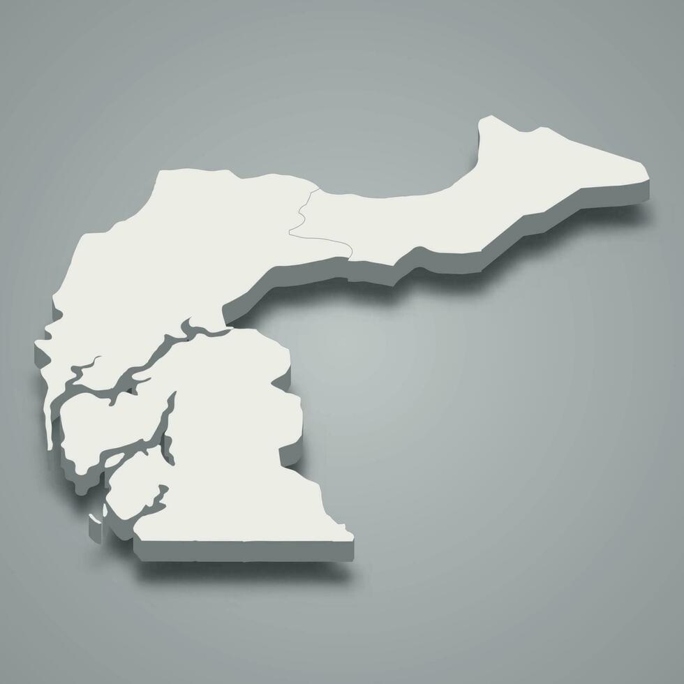 3d isometrische kaart van fatick is een regio van Senegal vector