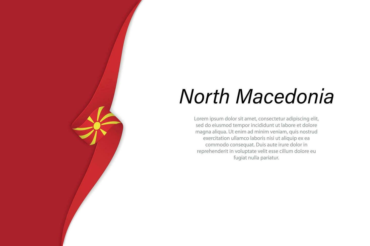 Golf vlag van noorden Macedonië met copyspace achtergrond. vector