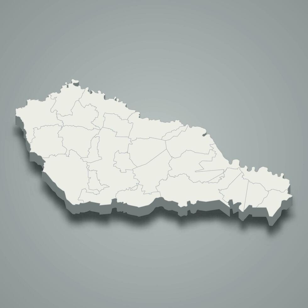 3d isometrische kaart van middelmatig is een provincie van Kroatië vector