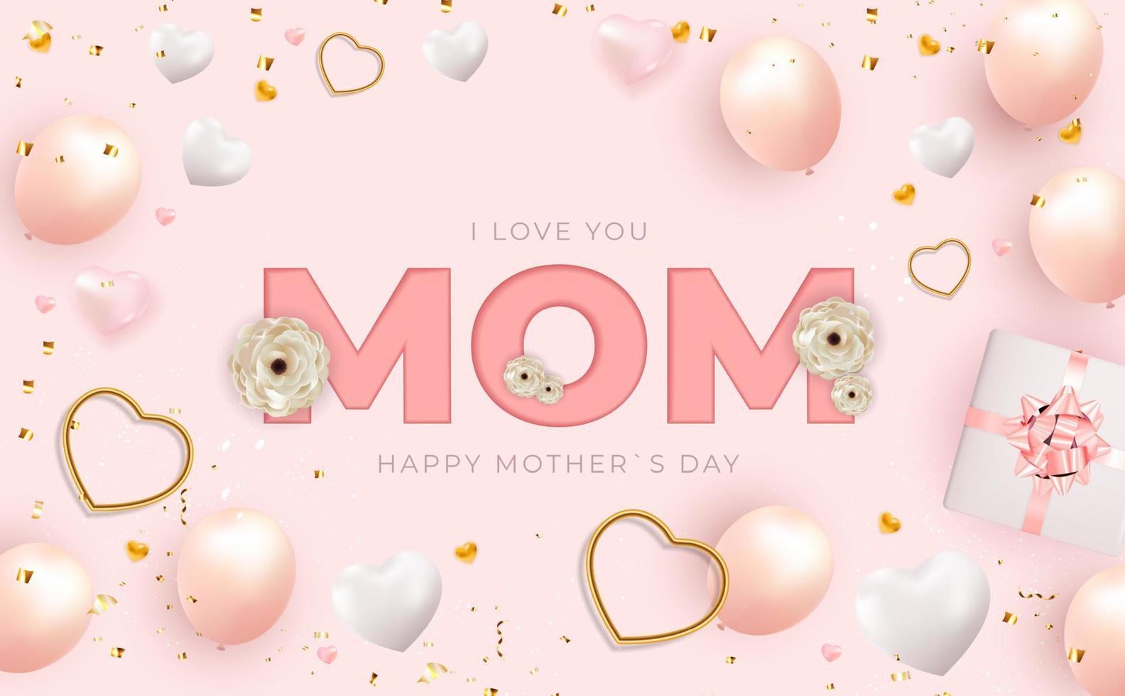 ik hou van je mama. gelukkige moederdag achtergrond. vector illustratie