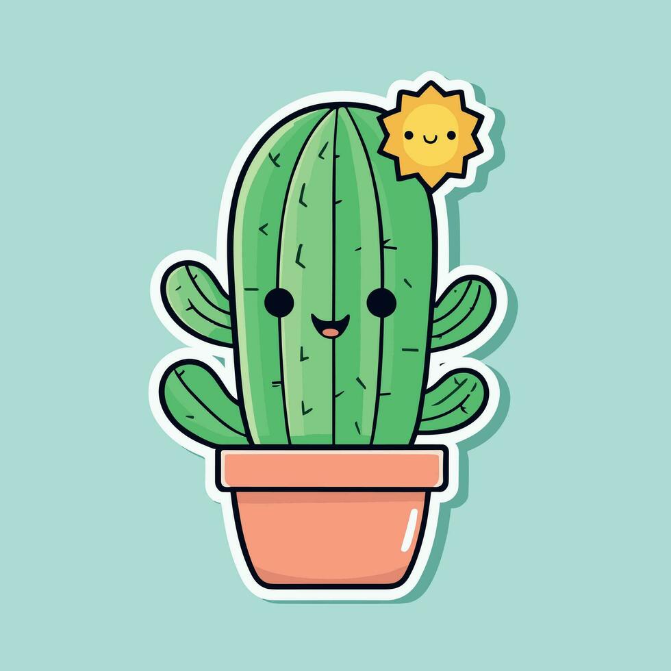 schattig kawaii cactus tekenfilm illustratie vector