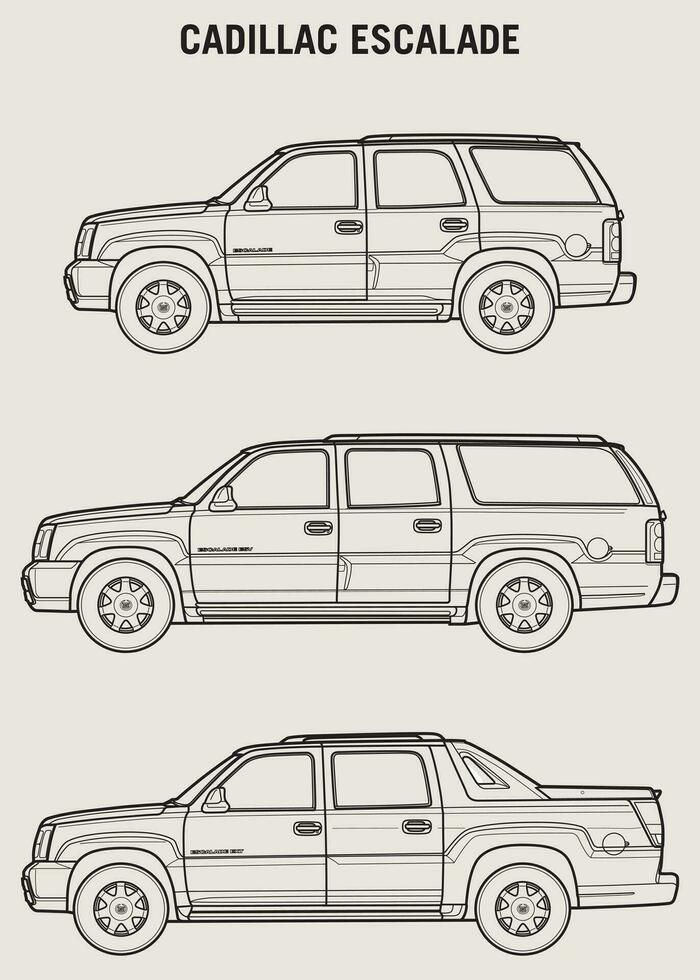 2006 cadillac beklimming auto blauwdruk vector