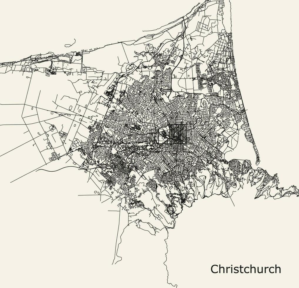 stad weg kaart van kerk, nieuw Zeeland vector
