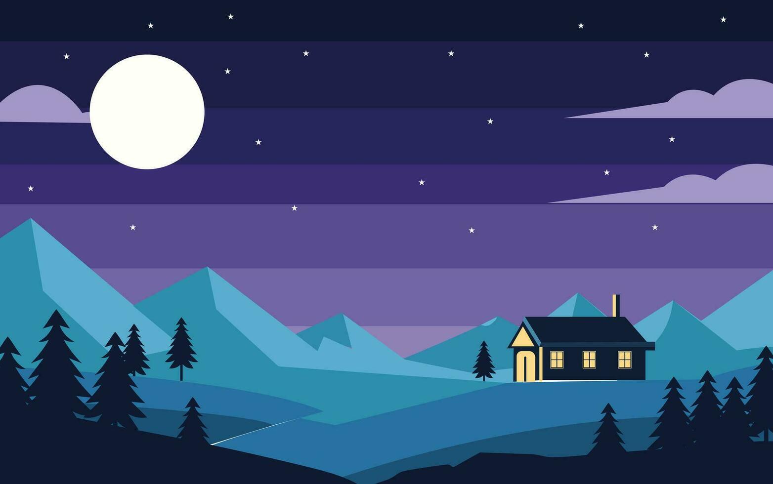 berg Woud achtergrond landschap landschap illustratie nacht lucht vector