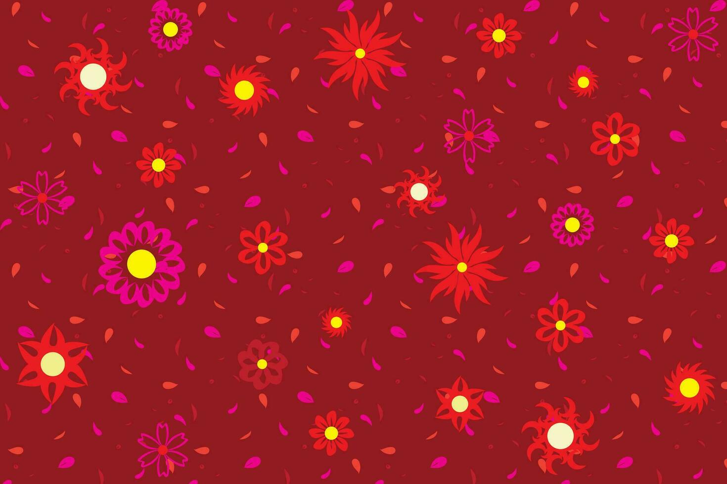 illustratie abstract bloem met bloemblad vallen Aan rood achtergrond. vector
