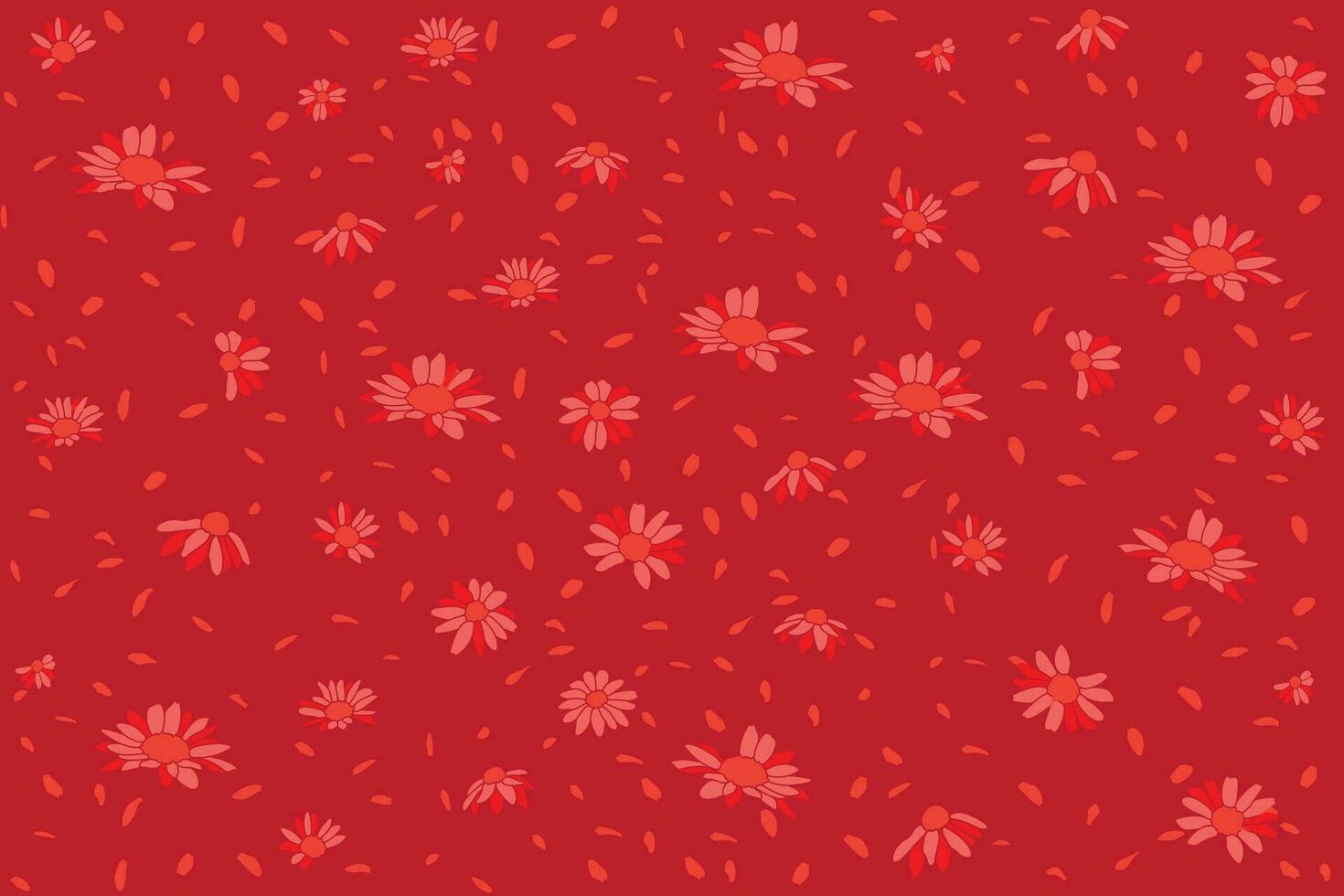 illustratie van de rood bloem met volgen bloemblad Aan diep rood achtergrond. vector