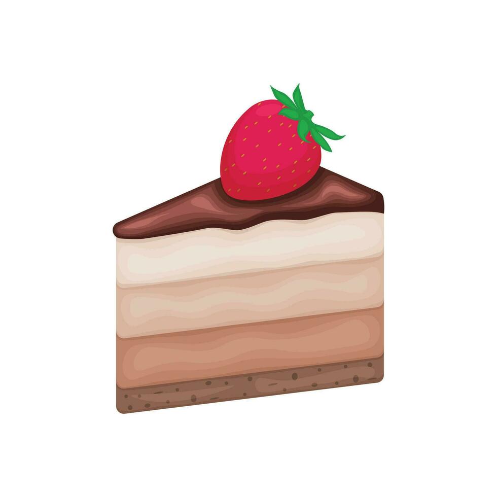 taart. chocola taart met aardbeien. aardbei-chocolade taart. zoet nagerecht. vector illustratie geïsoleerd Aan een wit achtergrond