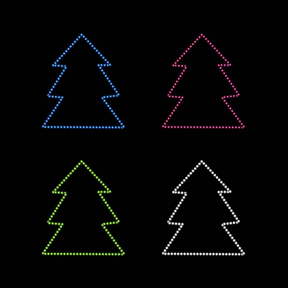 een reeks van Kerstmis bomen met een neon effect. vector