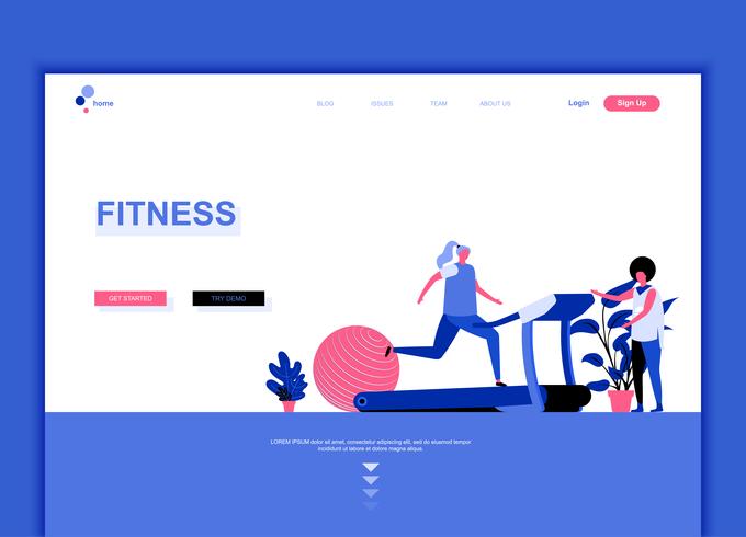 Moderne platte webpagina ontwerpsjabloon concept van fitness vector