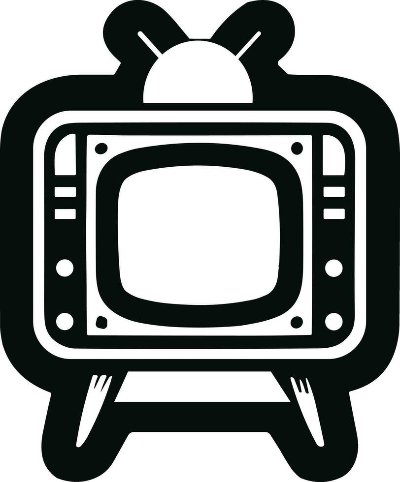 zwart en wit retro TV silhouet illustratie pro vector