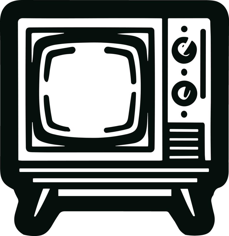 zwart en wit retro TV silhouet illustratie pro vector