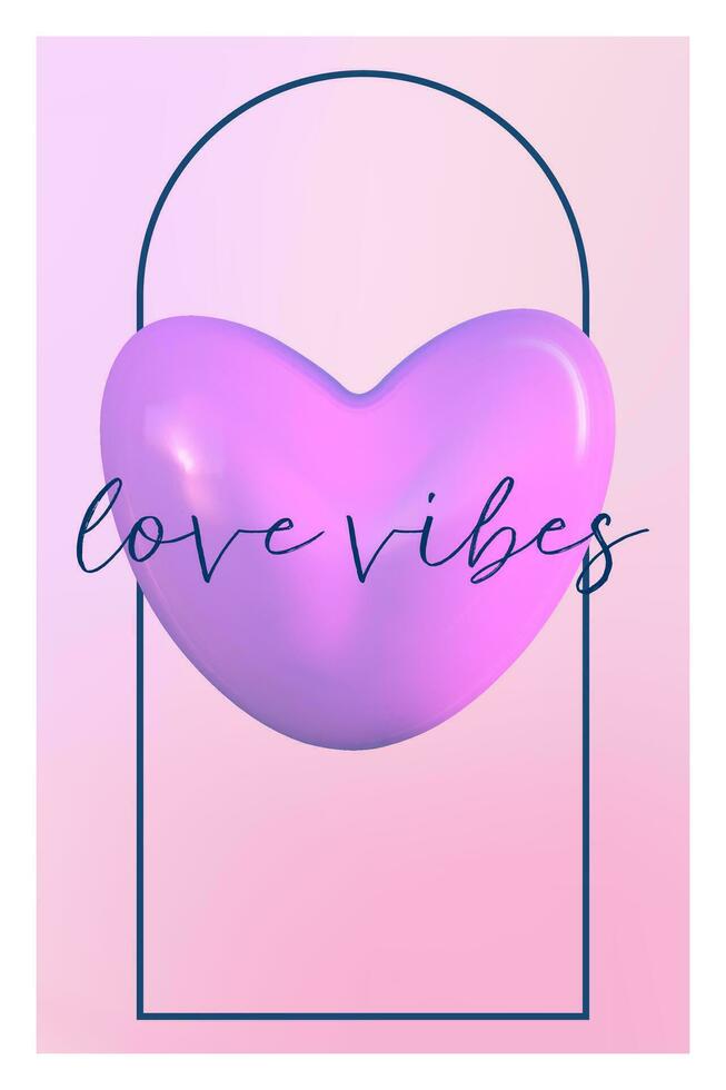 abstract y2k hart helling poster met esthetisch 3d. Purper sjabloon met verloop. ontwerp voor kaart, banier, verhaal. esthetisch 3d vector illustratie