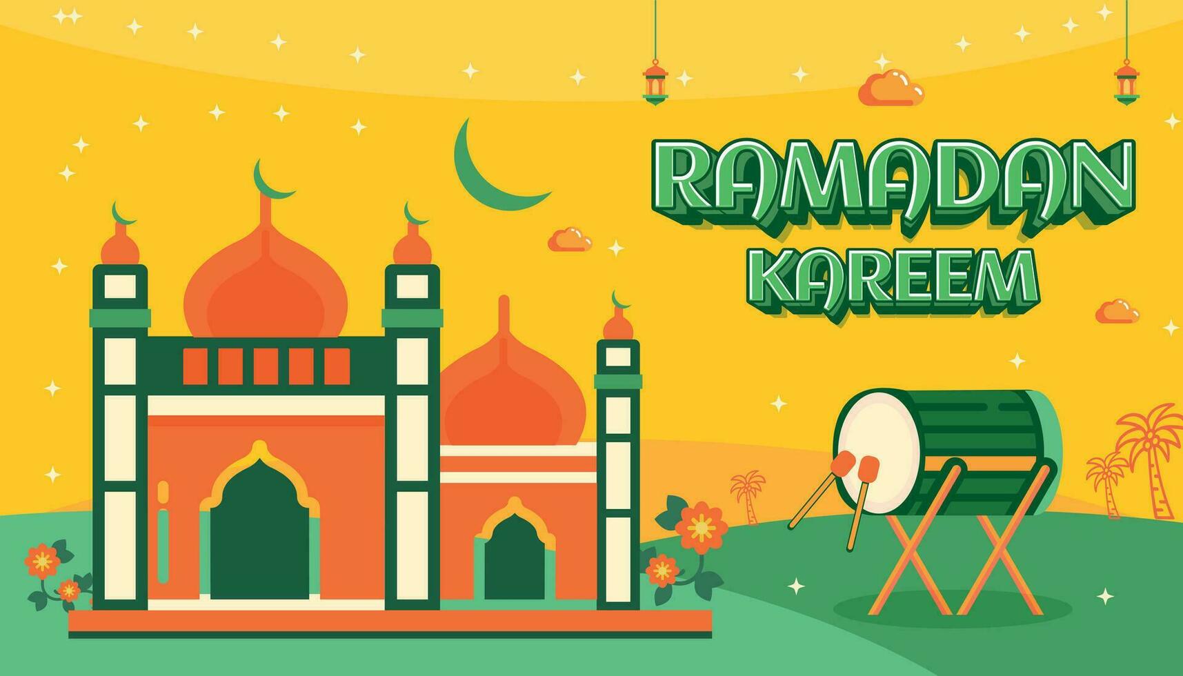 Ramadan kareem eid mubarak groet viering dag Islam moskee banier achtergrond vector