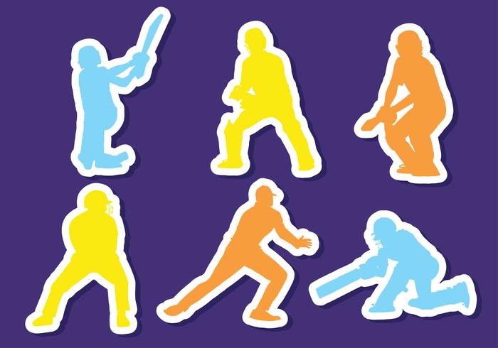 Cricket Speler Sticker Vector Pack