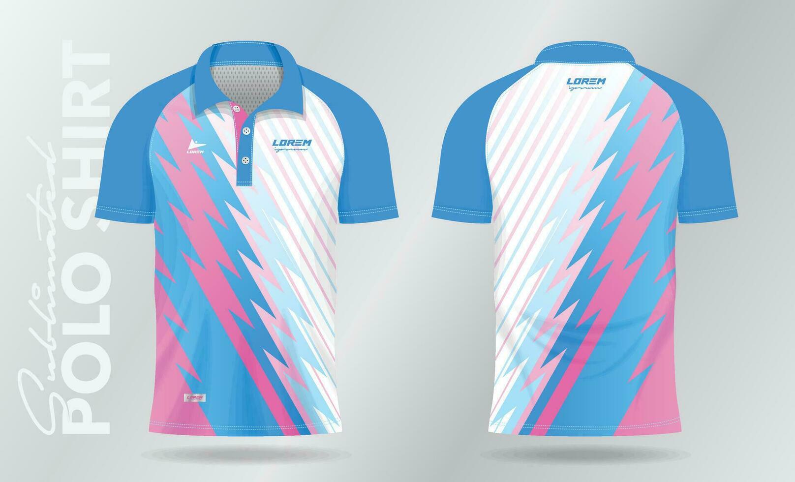 zacht kleur blauw en roze sublimatie polo sport Jersey sjabloon ontwerp vector