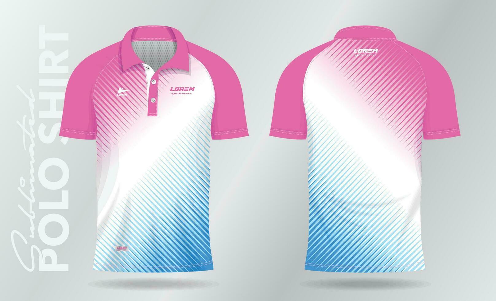 zacht kleur blauw en roze sublimatie polo sport Jersey sjabloon ontwerp vector