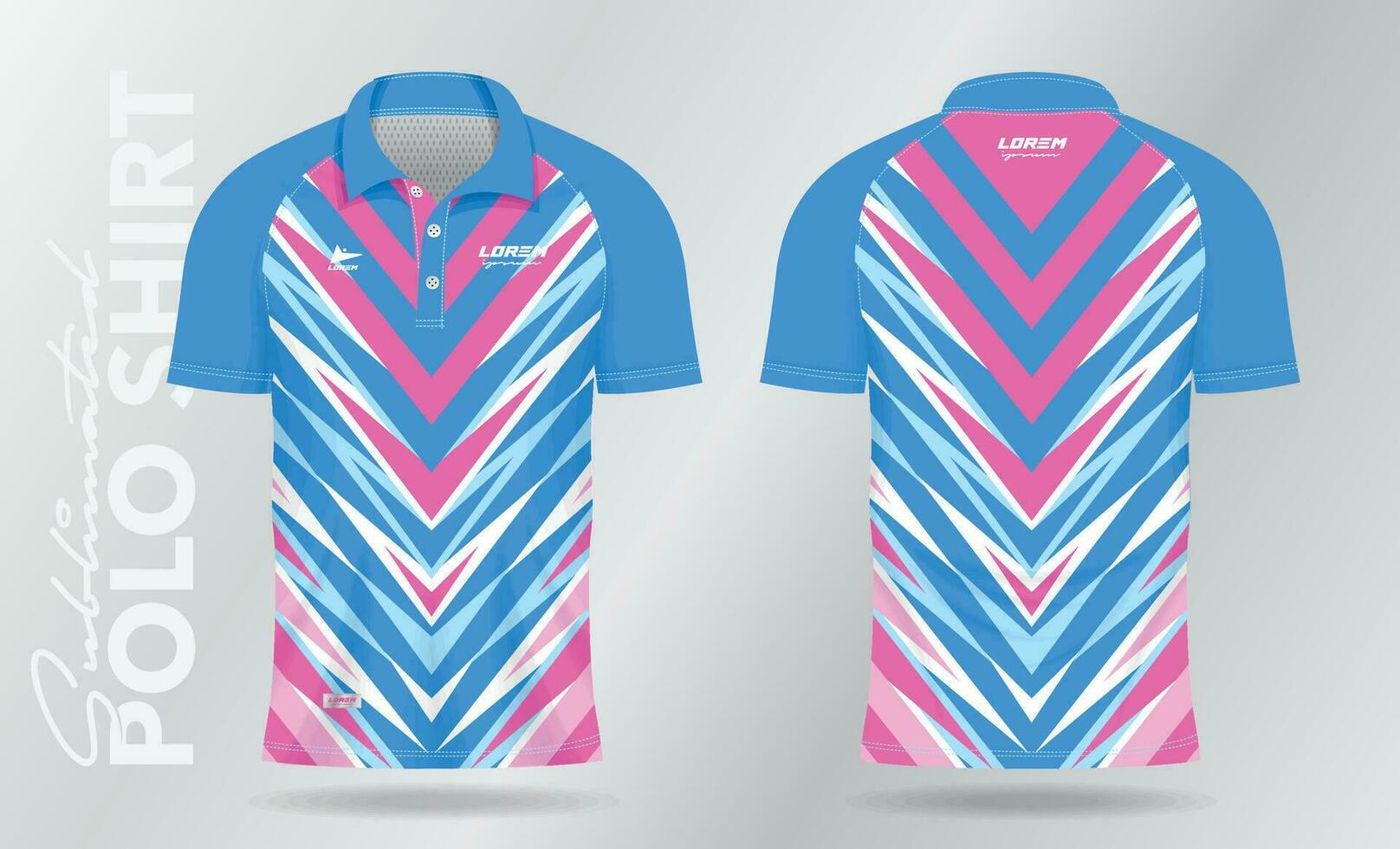 zacht kleur blauw en roze sublimatie polo sport Jersey sjabloon ontwerp vector