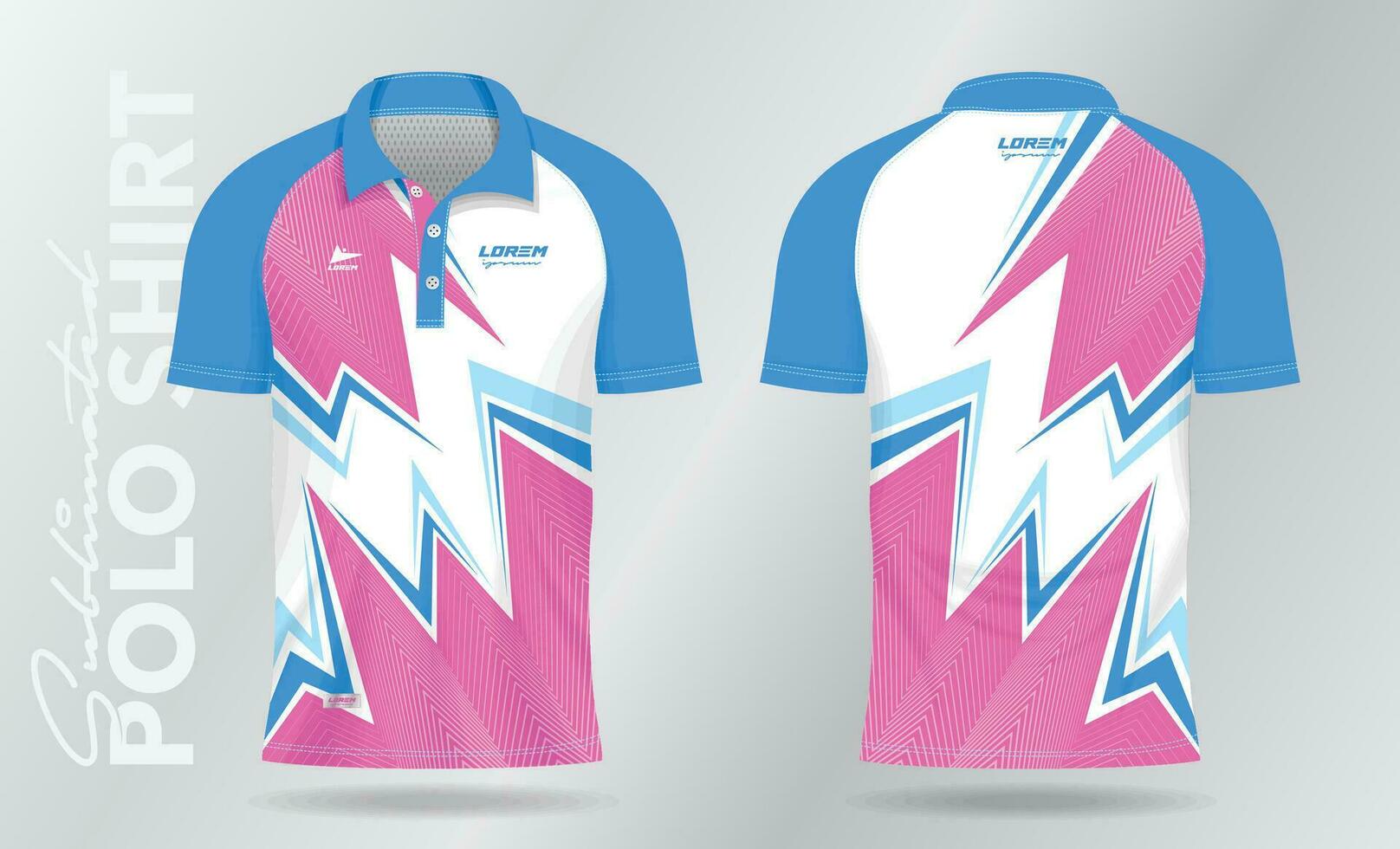 zacht kleur blauw en roze sublimatie polo sport Jersey sjabloon ontwerp vector