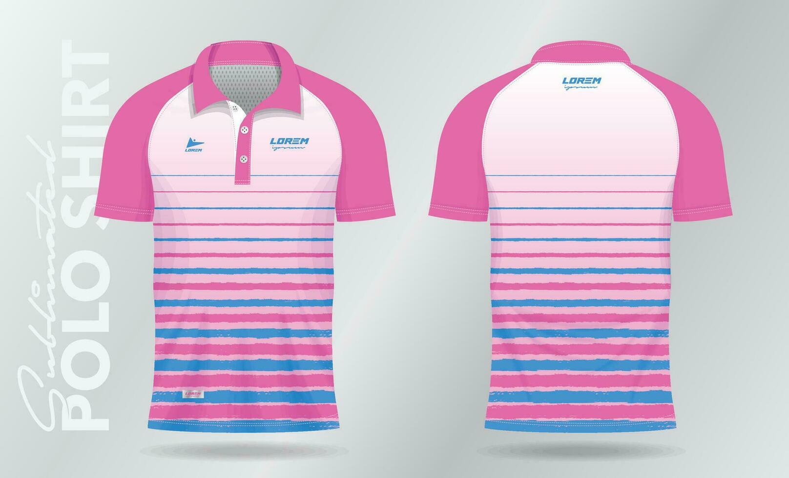 zacht kleur blauw en roze sublimatie polo sport Jersey sjabloon ontwerp vector