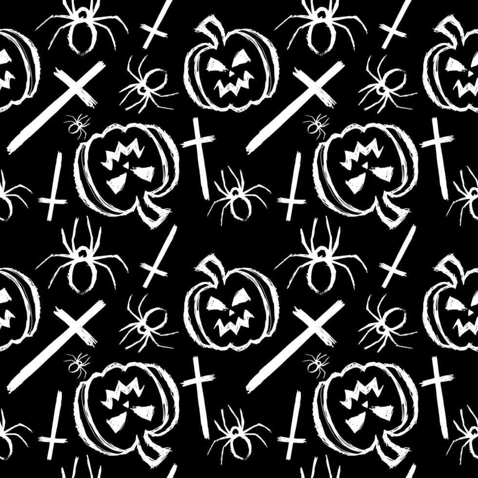 halloween naadloos patroon. pompoen en spin - illustratie in vlakke stijl. Kruis vector