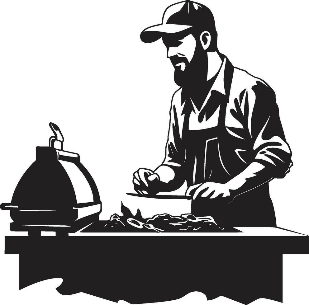 bbq erfgoed Mens icoon in vector het formulier vector sintel elegantie zwart bbq logo