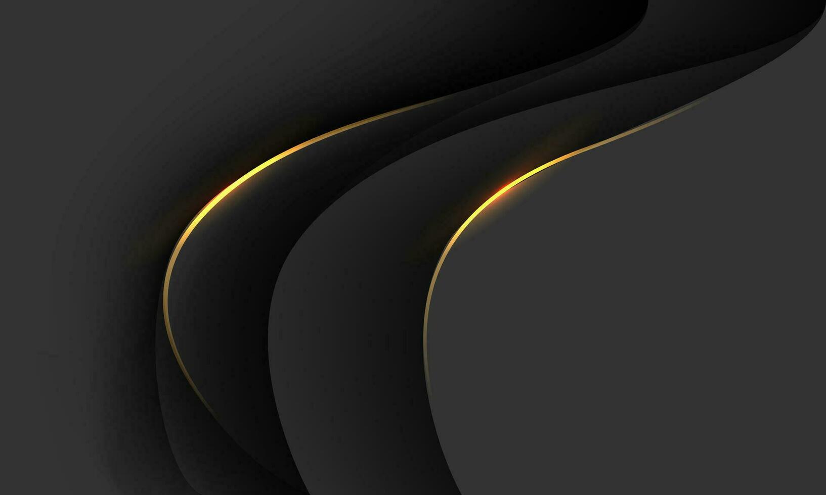 abstract goud lijn kromme Aan zwart schaduw overlappen ontwerp modern futuristische luxe creatief achtergrond vector