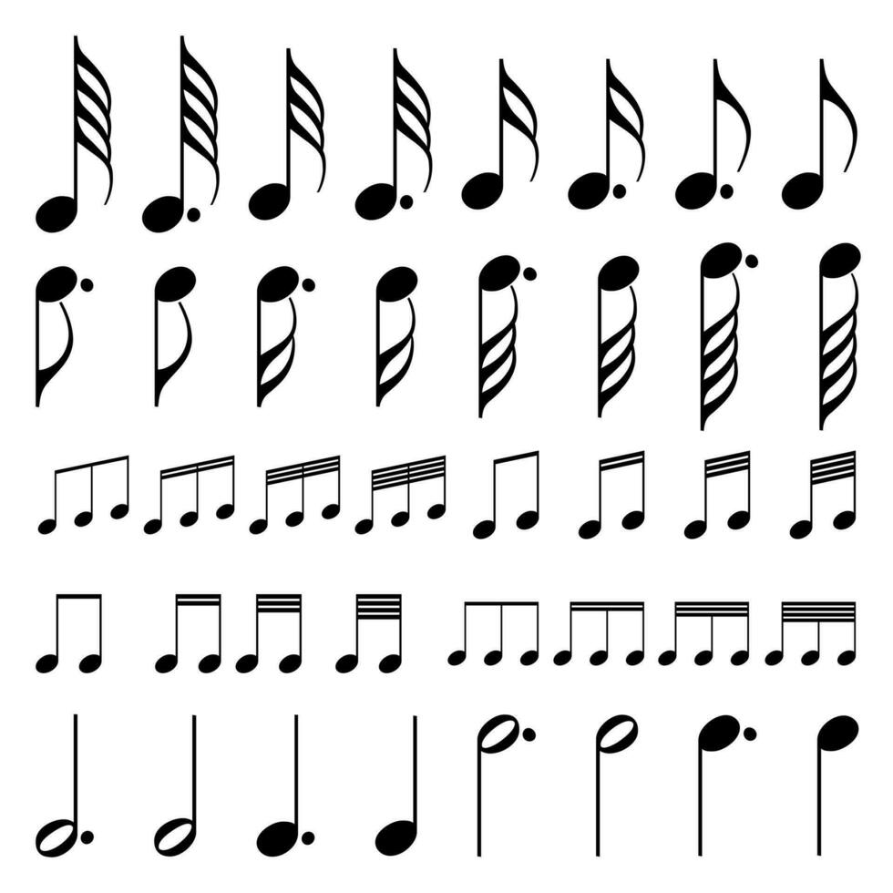 muziek- aantekeningen pictogrammen reeks Aan wit achtergrond. vector